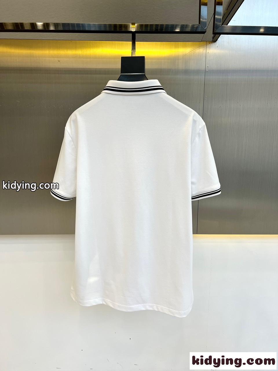 カジュアル 定番 コットンピケ ポロシャツ ドルチェ&ガッバーナ 半袖Tシャツ コピー ホワイト-4