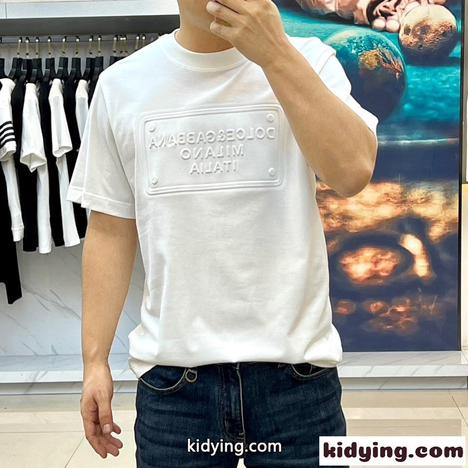 エンボスロゴ カジュアル 合わせやすい ドルチェ&ガッバーナ Tシャツ コピー ホワイト-2