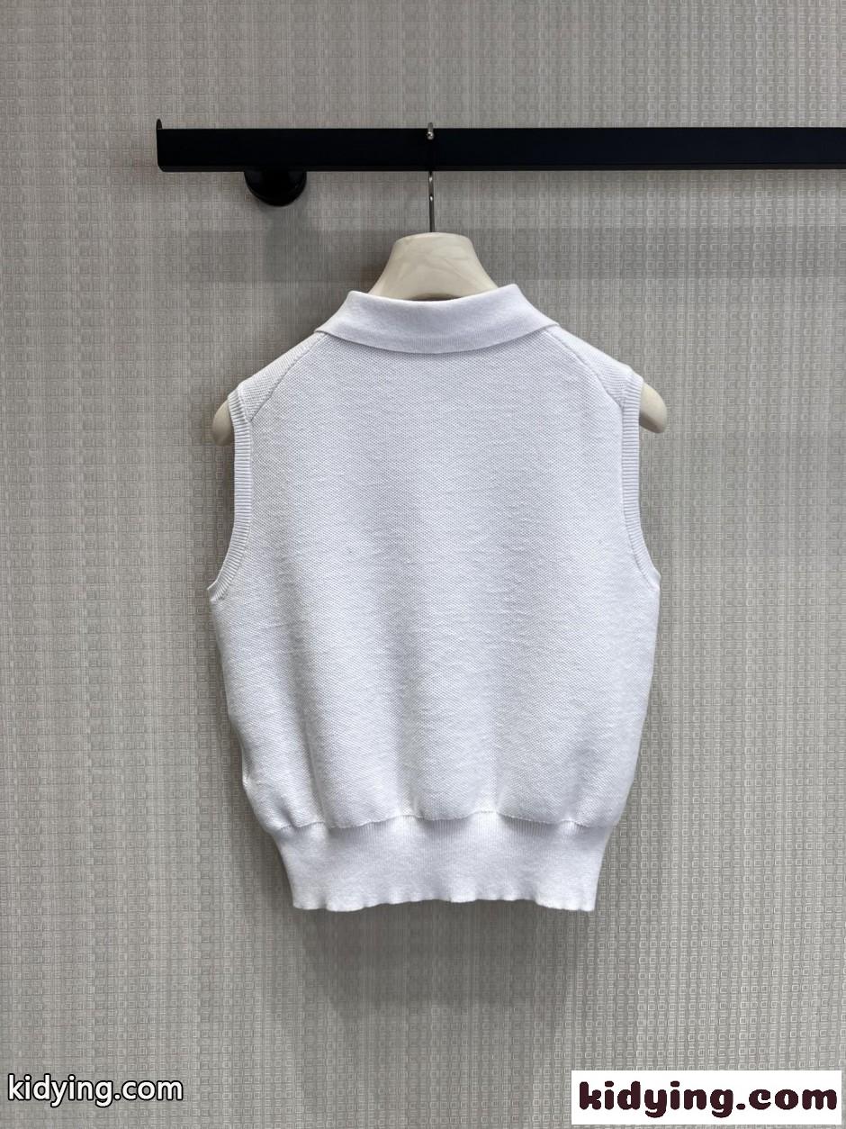 ポニー刺繍 ノースリーブ ニットポロ ラルフローレン ニット 偽物 ホワイト-1