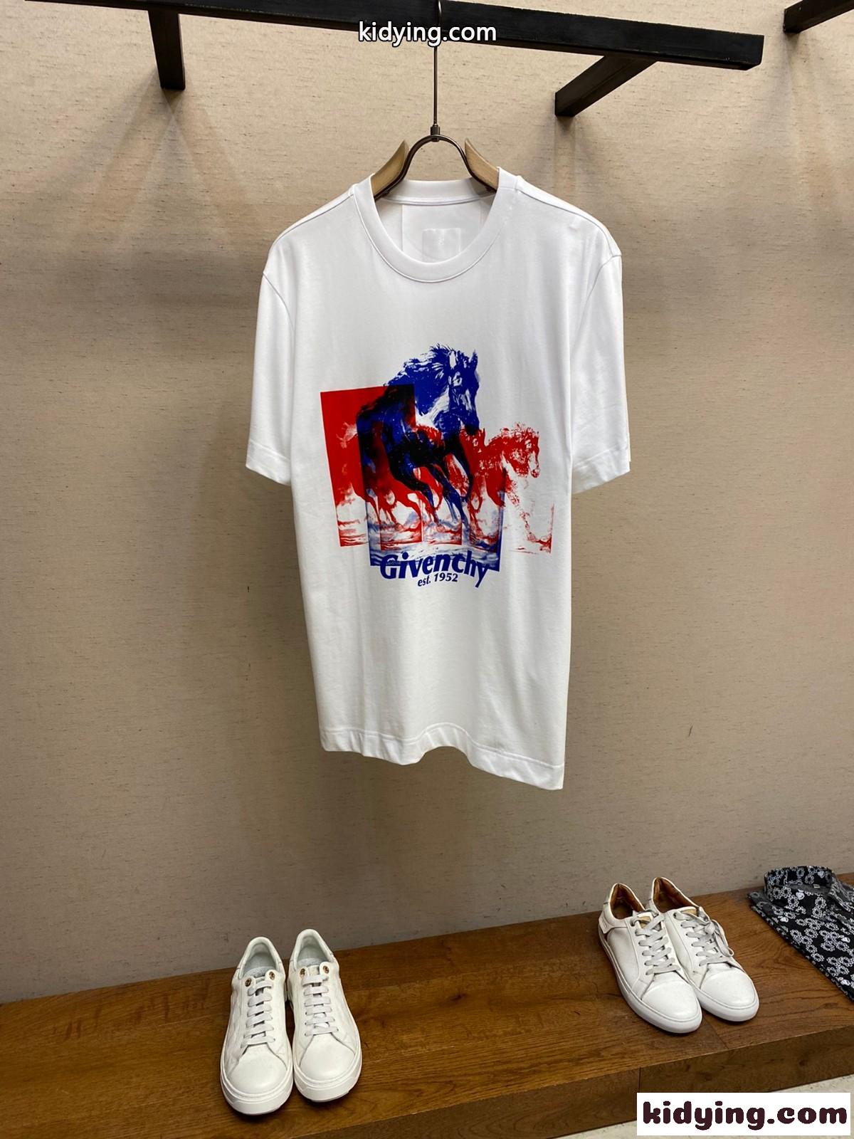 男女兼用 お洒落 カジュアル プリント コットン ジバンシィ Tシャツ コピー 半袖 トップス-2