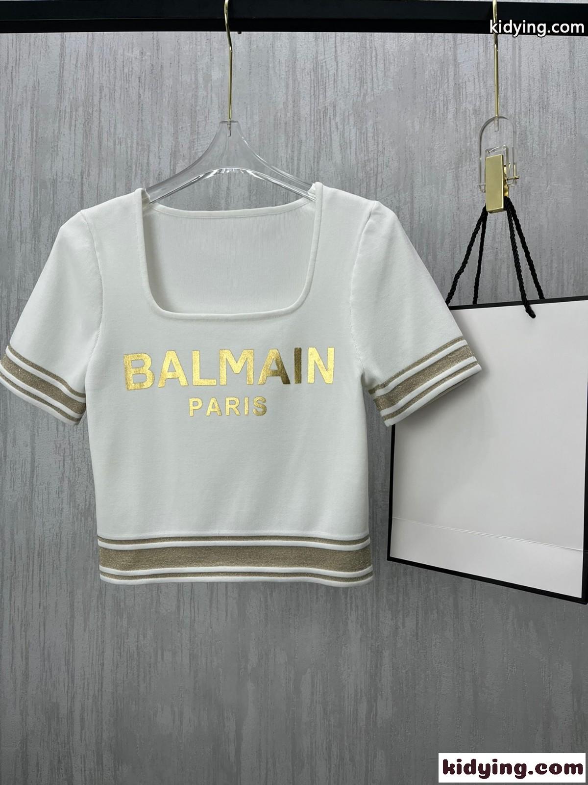 ロゴ プリント バルマン tシャツ コピー クルーネック ニット おしゃれ 半袖 春夏 新作 優しい肌触り 快適-1