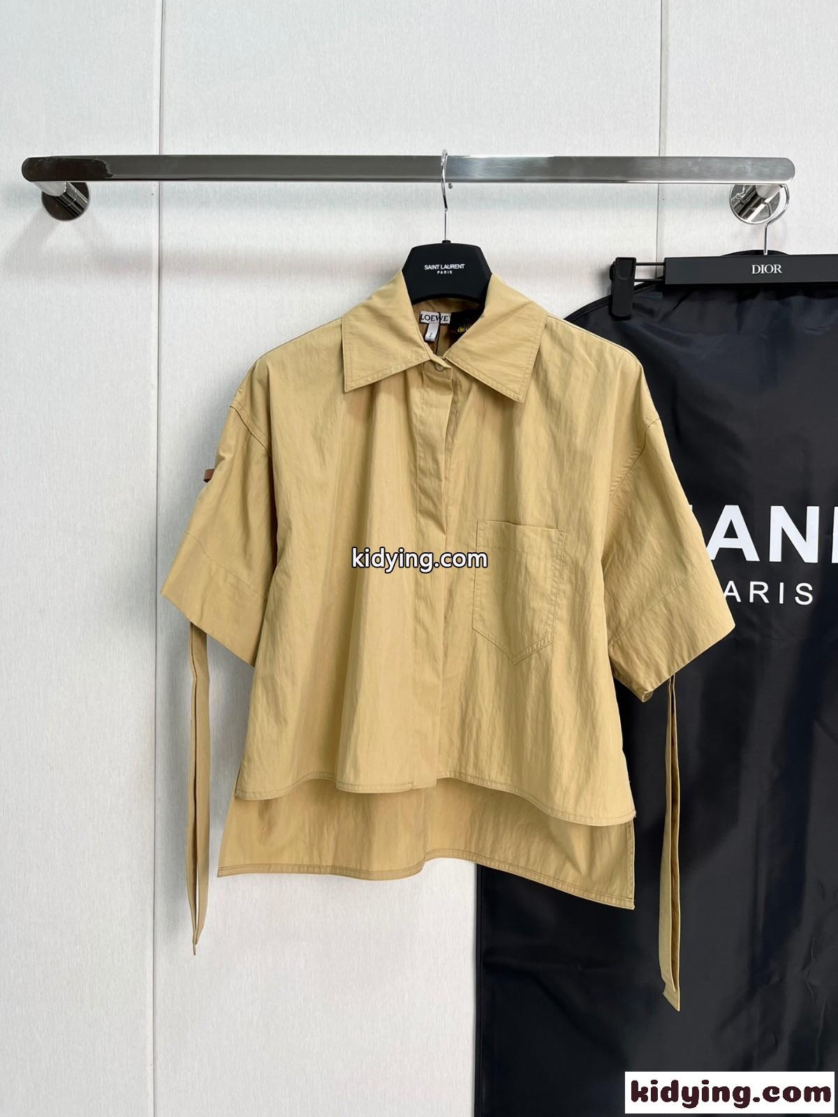クロップド ワークウェア シャツ ロエベ シャツ コピー レディース 半袖 トップス-1