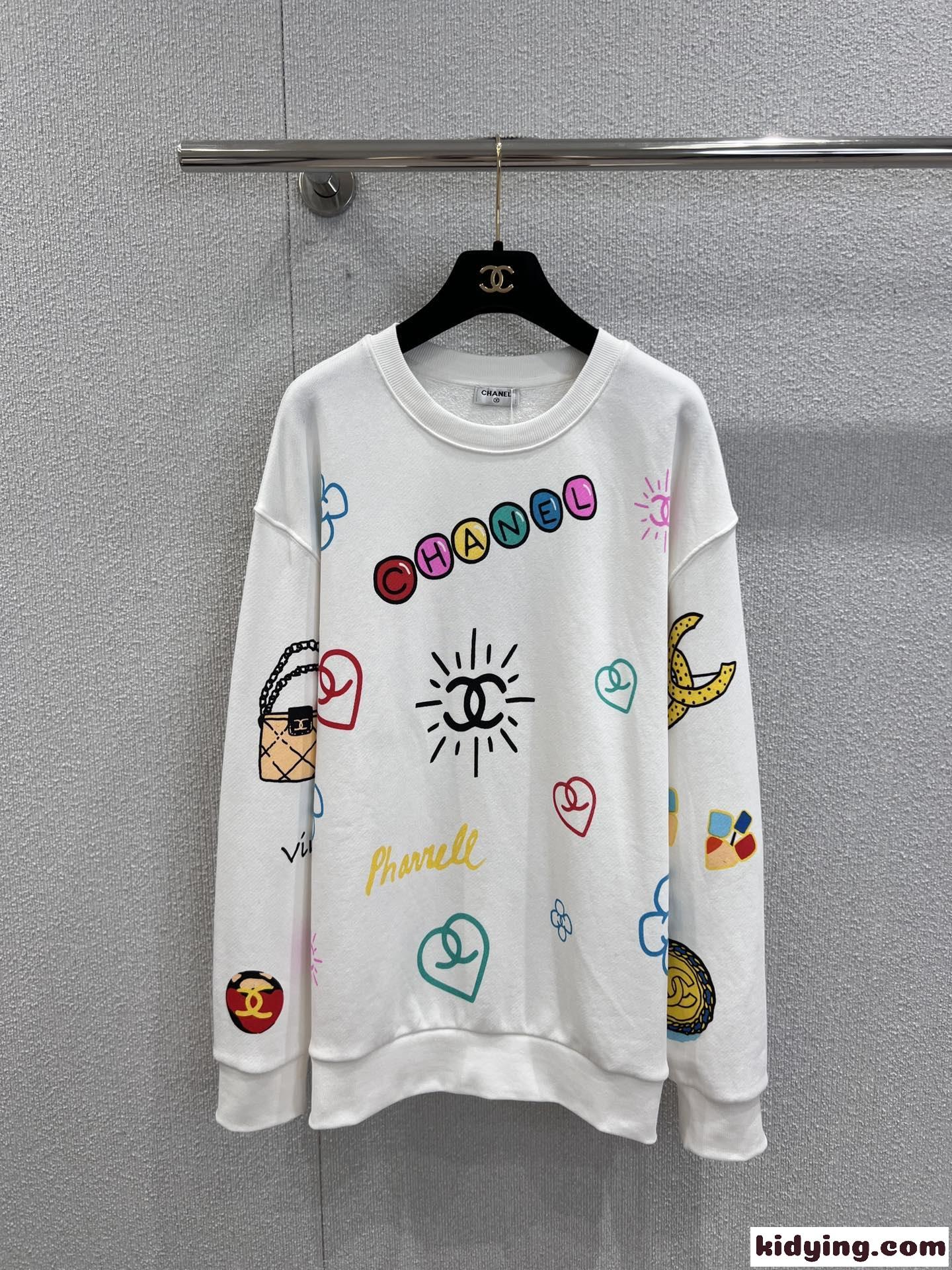 遊び心満載~プリント スウェットシャツ シャネル Tシャツ コピー コットン ホワイト-0