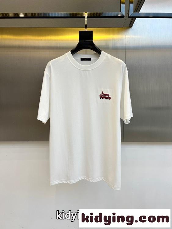 シンプル 洗練された ロゴ 半袖Tシャツ ルイ・ヴィトン Tシャツ 偽物 ホワイト-0