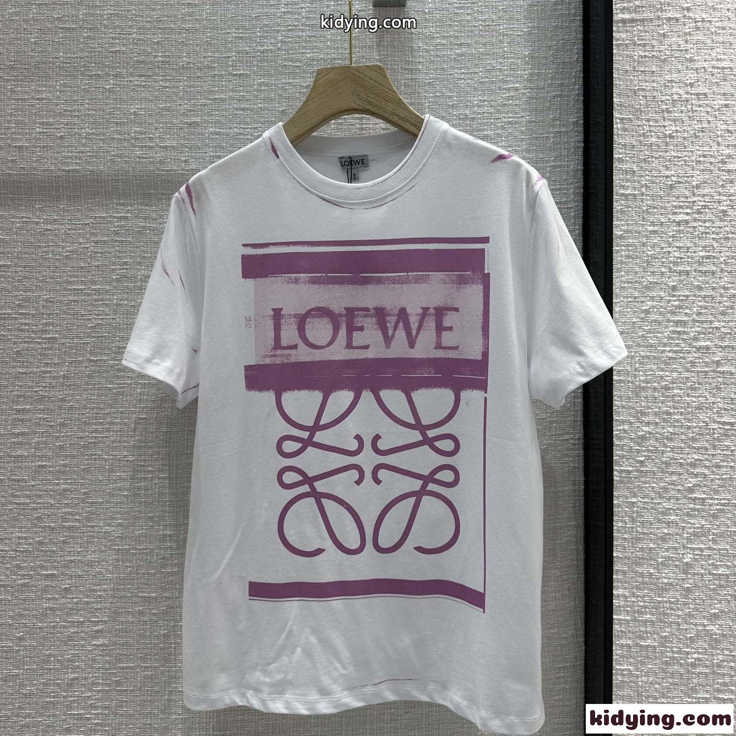 人気新作~ロエベ Tシャツ コピー アナグラム プリント クルーネック 半袖 トップス-2