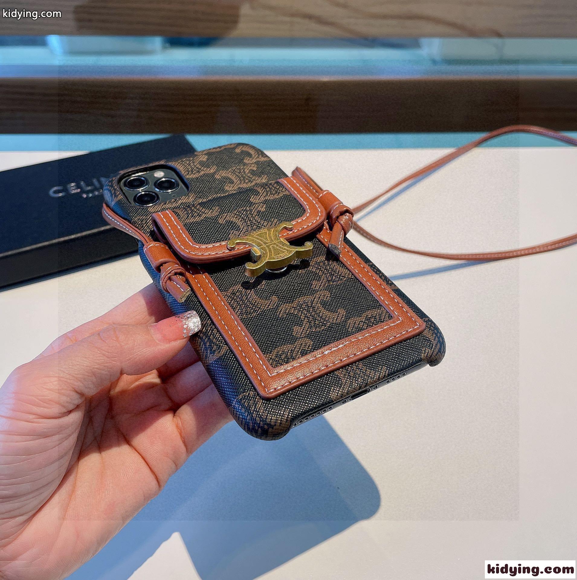 斜めがけ ショルダー 落下防止 スマホケース セリーヌ アイフォンケース コピー おしゃれ カード収納-3