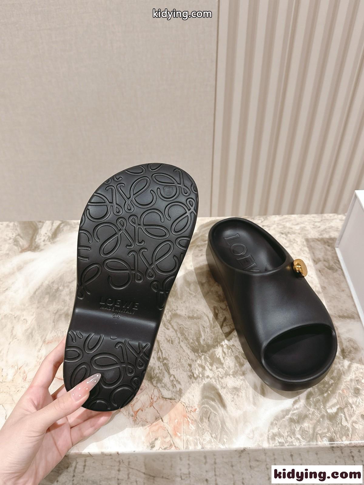 フォーム ペブル スライド ロエベ サンダル コピー 合わせやすい ブラック-3
