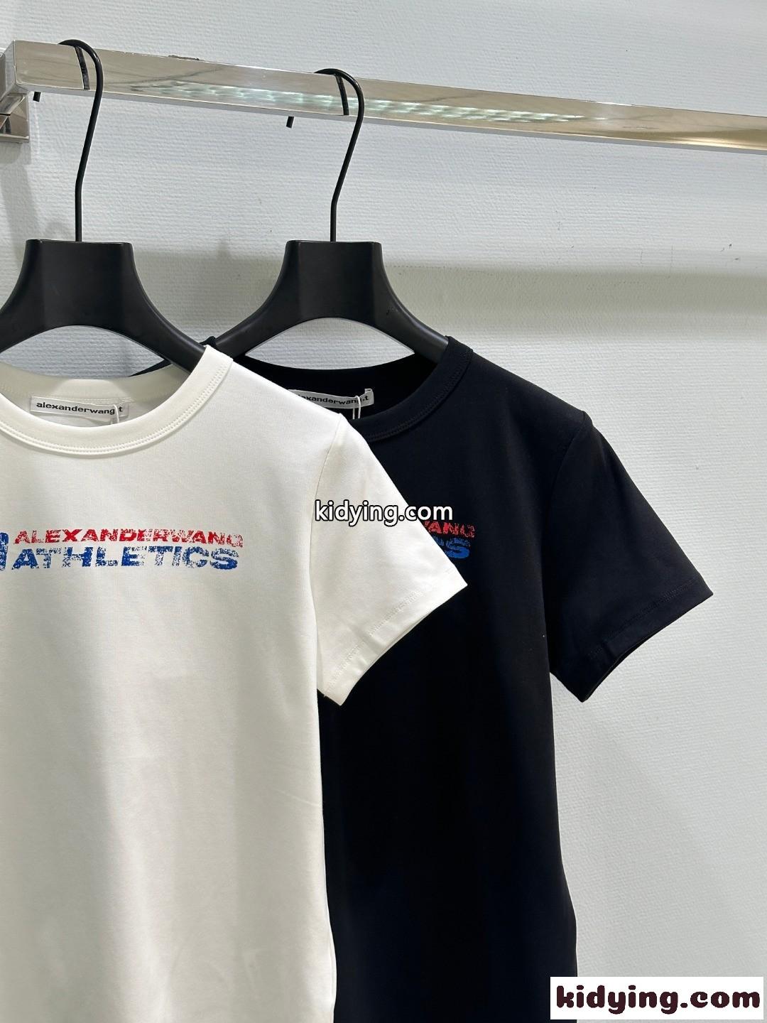 合わせやすい ロゴ クルーネック 半袖Tシャツ アレキサンダーワング Tシャツ コピー-0