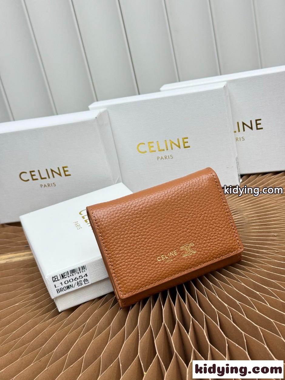 人気 おしゃれ 3つ折り財布 セリーヌ 財布 コピー ウォレット ブラウン-2