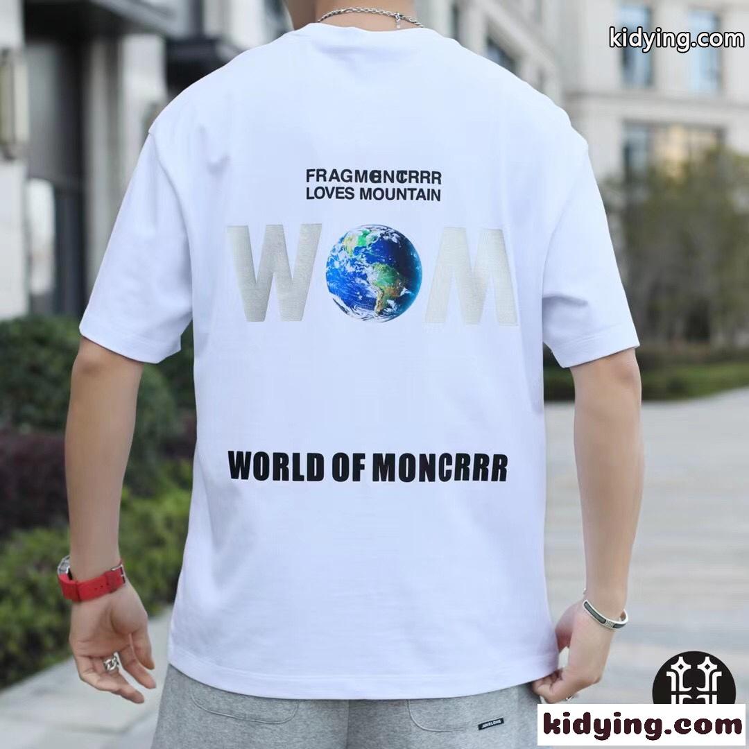 トレンド おしゃれ ゆったり プリント クルーネック 半袖 モンクレール tシャツ コピー 春夏 トップス ホワイト ブラック-4