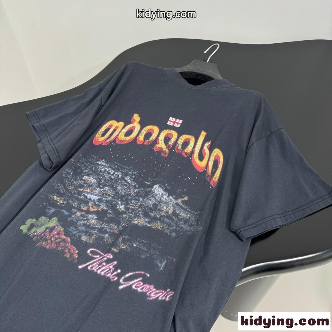 バレンシアガ Tシャツ 偽物 カジュアル お洒落 合わせやすい 半袖Tシャツ-3