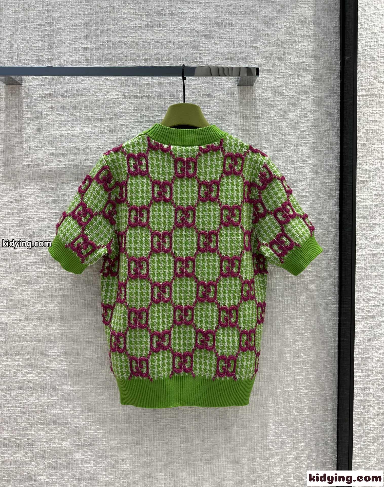 グッチ セーター コピー 半袖 レディース 上品 可愛い GGジャガード クルーネック 半袖-4