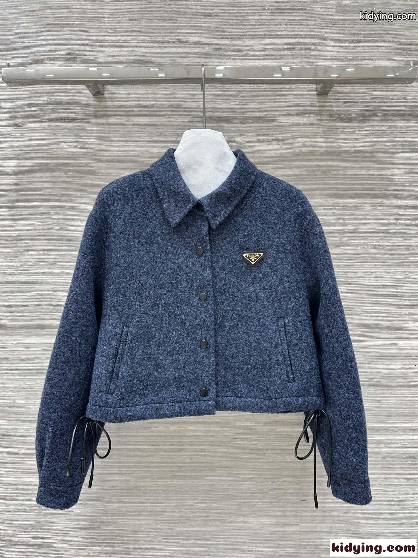 カジュアル ダブルフェイス カシミヤ ブルゾン プラダ ジャケット コピー ブルー-0