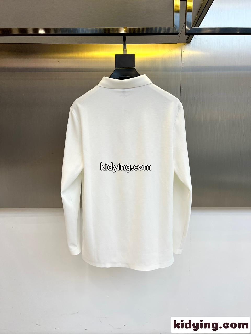 洗練された ハーフジップ 長袖 ポロシャツ エルメネジルド・ゼニア Tシャツ 偽物 ホワイト-3