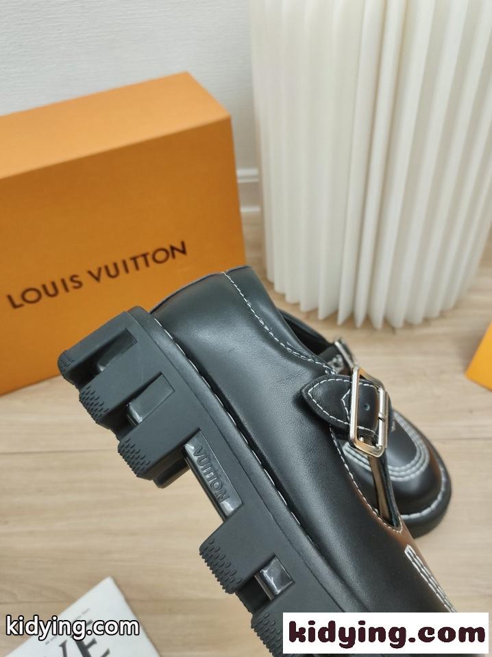 LV チェッカー・ライン メリージェーン ルイヴィトン スーパーコピー ローファー-1