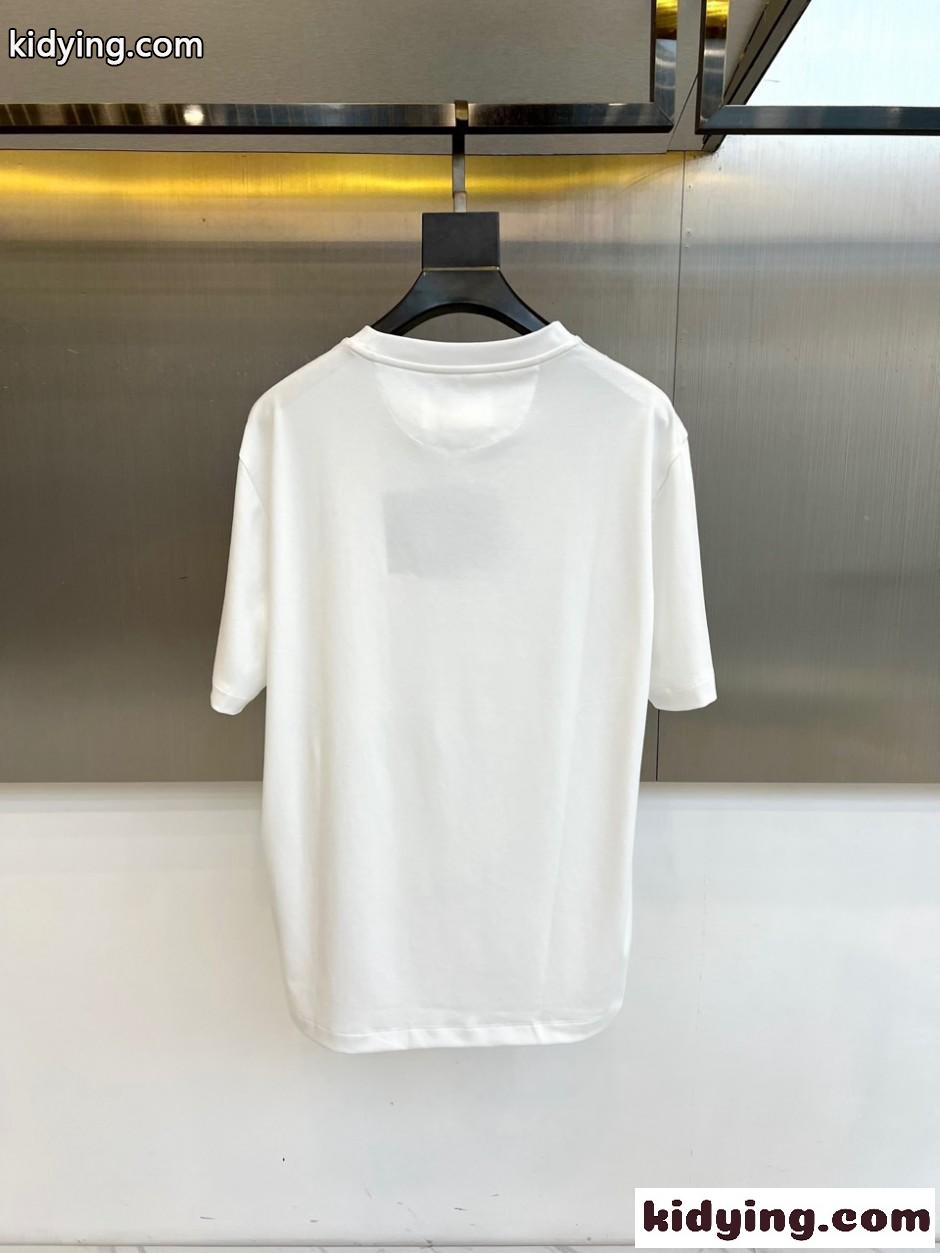 シンプル 上品 クルーネック 半袖Tシャツ プラダ Tシャツ 偽物 ホワイト-3