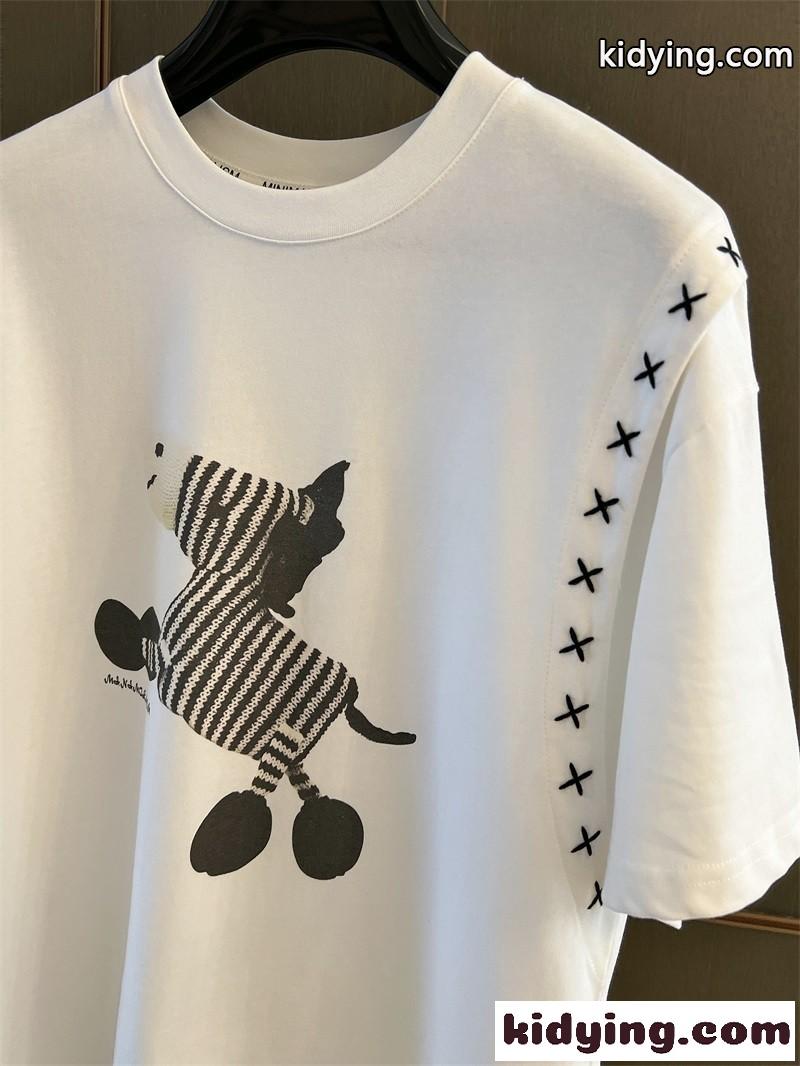 カジュアル お洒落 ミュウミュウ 半袖tシャツ コピー オーバーサイズ 可愛い プリント 人気-3