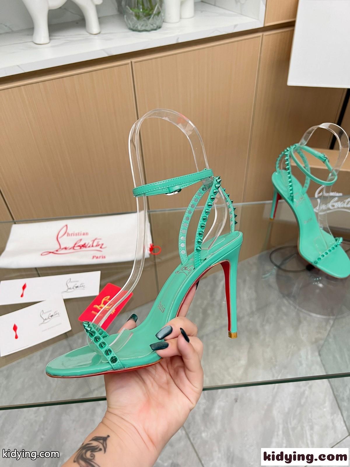 So Me 100 レザーサンダル 美脚 クリスチャン・ルブタン サンダル コピー グリーン-2