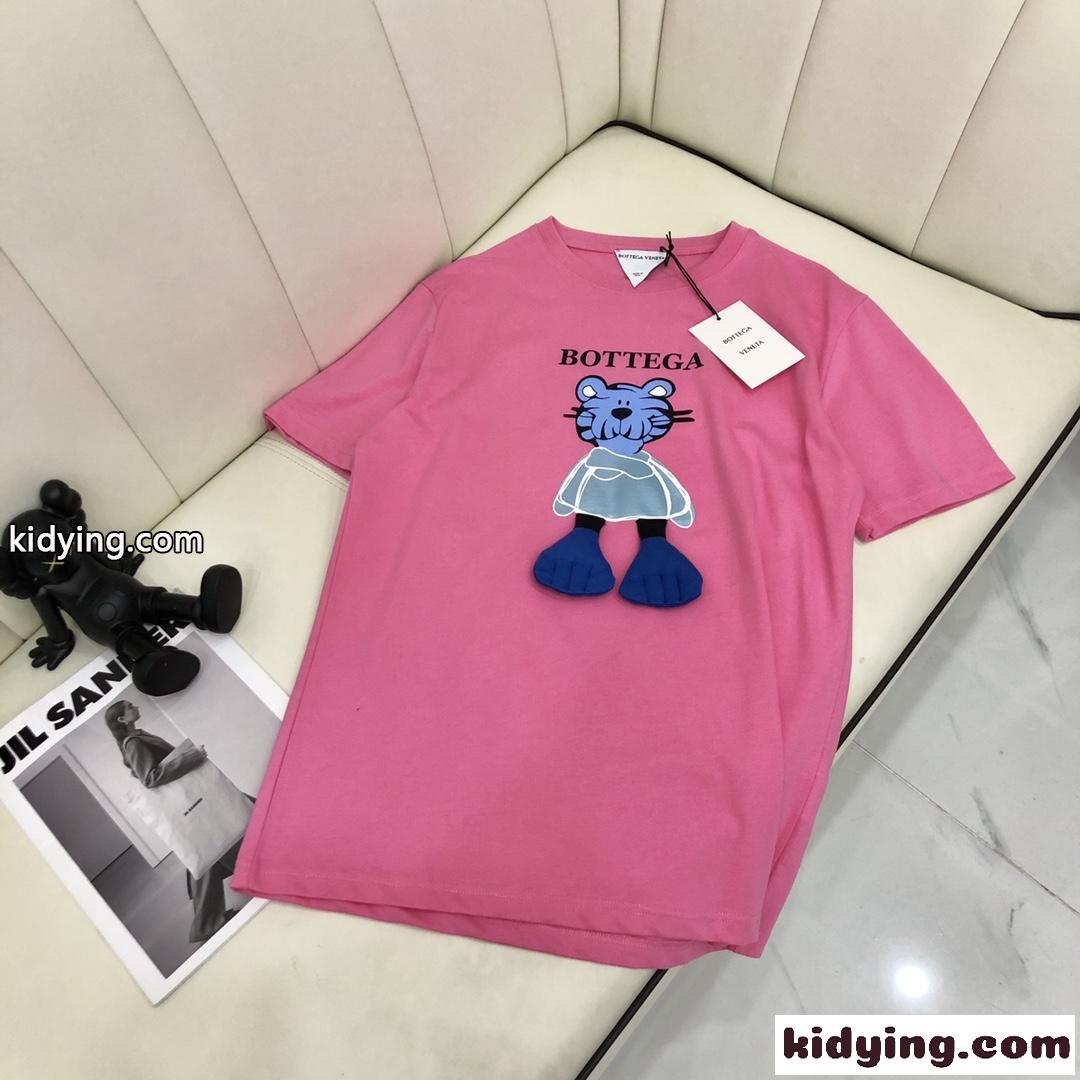 5色あり 可愛い レディース 春夏 トップス ボッテガヴェネタ 半袖tシャツ コピー プリント クルーネック 春夏-2