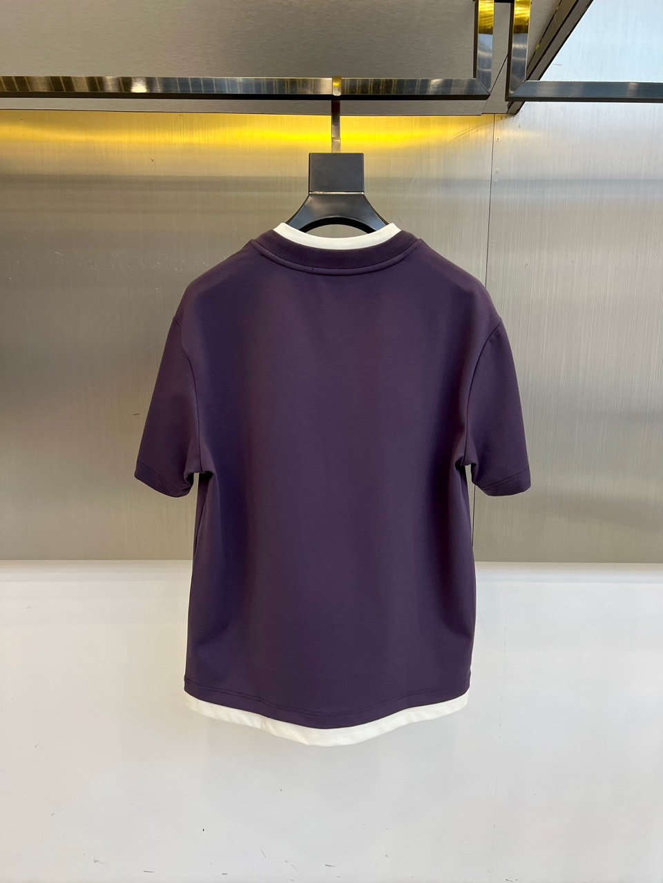 おしゃれ レイヤード風 半袖Tシャツ バーバリー Tシャツ 偽物 コットン パープル-3