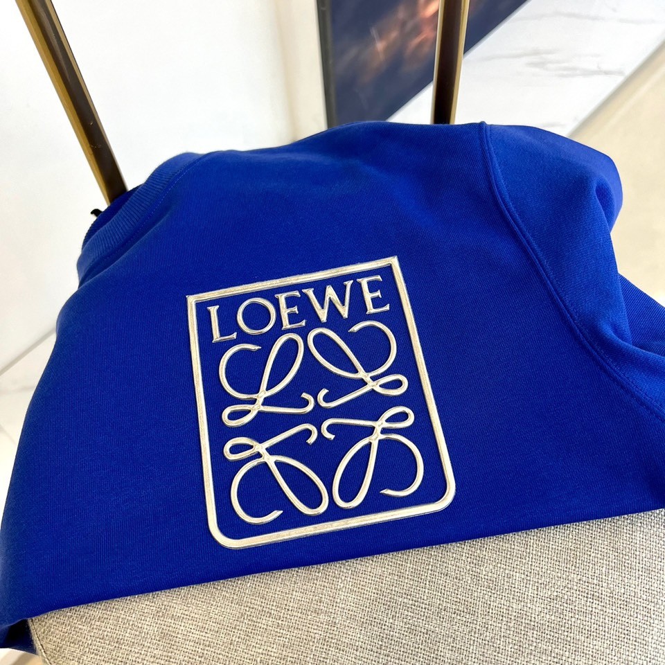 カジュアル ロゴ コットン スウェットシャツ ロエベ Tシャツ コピー ブルー-2