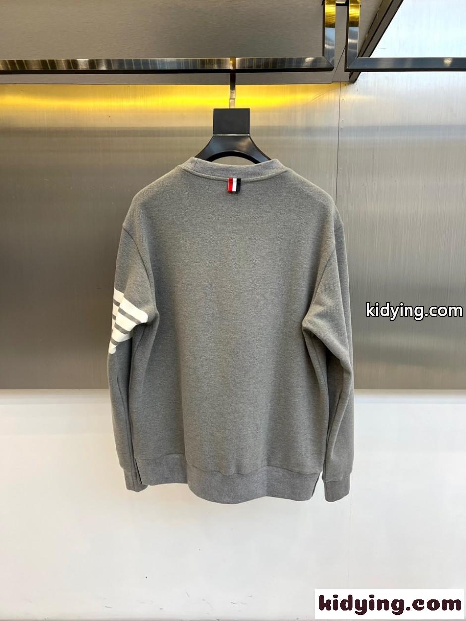 定番 カジュアル クルーネック スウェットシャツ トムブラウン Tシャツ 偽物 グレー-5