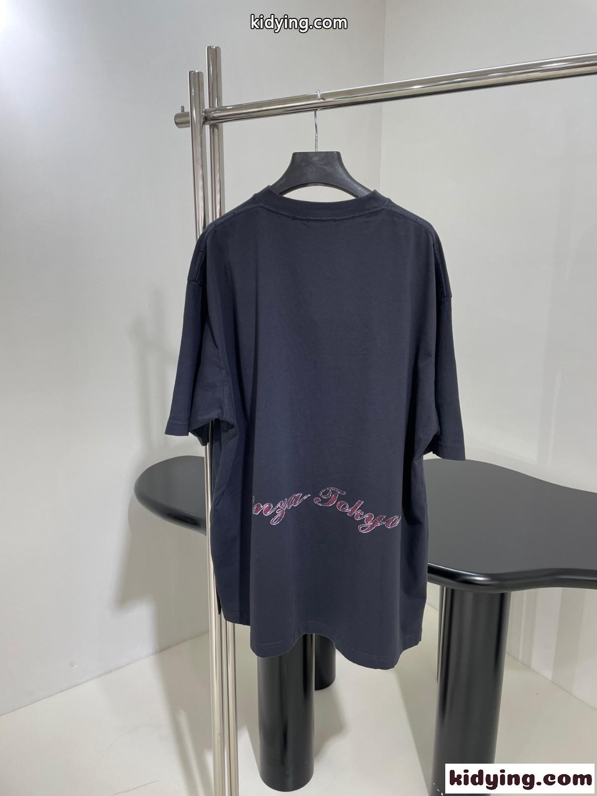 バレンシアガ 半袖Tシャツ コピー ユニセックス オーバーサイズ プリント Tシャツ-1