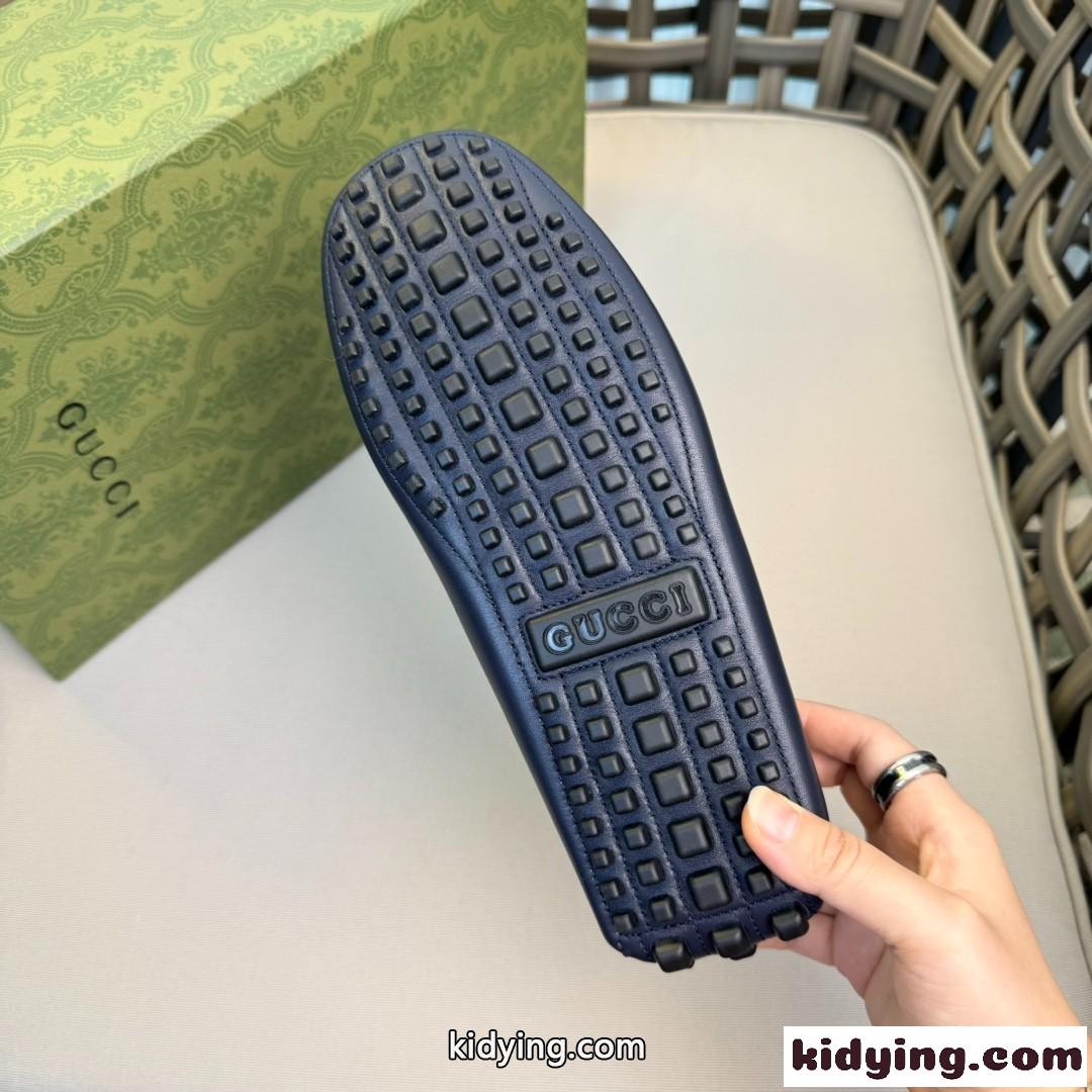 インターロッキングG メンズ ドライビングシューズ グッチ モカシン スーパーコピー ブルー-4