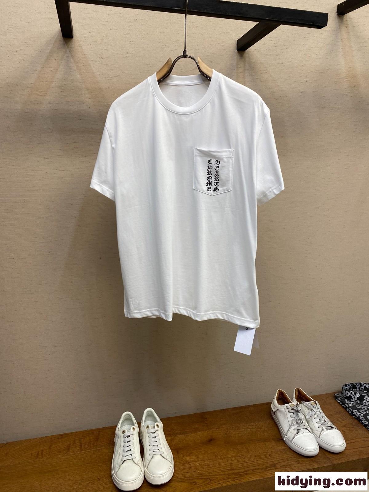 カジュアル コットン 半袖Tシャツ クロムハーツ Tシャツ コピー クルーネック ホワイト-0