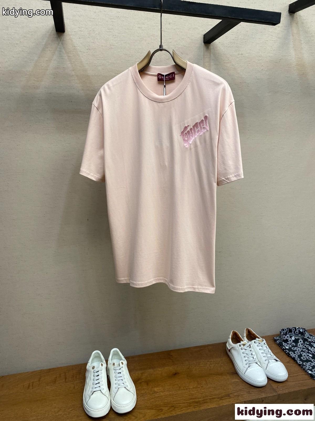 カジュアル おしゃれ ロゴ入り コットン 半袖Tシャツ グッチ Tシャツ 偽物 ピンク-2