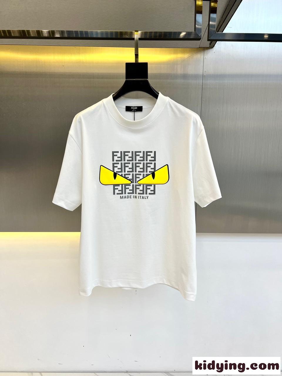 カジュアル プリント 半袖Tシャツ フェンディ Tシャツ 偽物 ホワイト-0