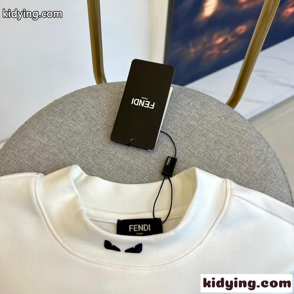 フェンディ Tシャツ コピー ベーシック 着回し 裏起毛 コットン 長袖Tシャツ ホワイト-4
