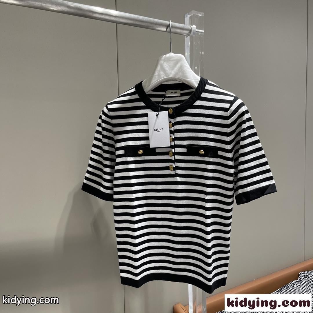飽きのこない ボーダー柄 マリニエール Tシャツ セリーヌ Tシャツ コピー レディース 半袖-2