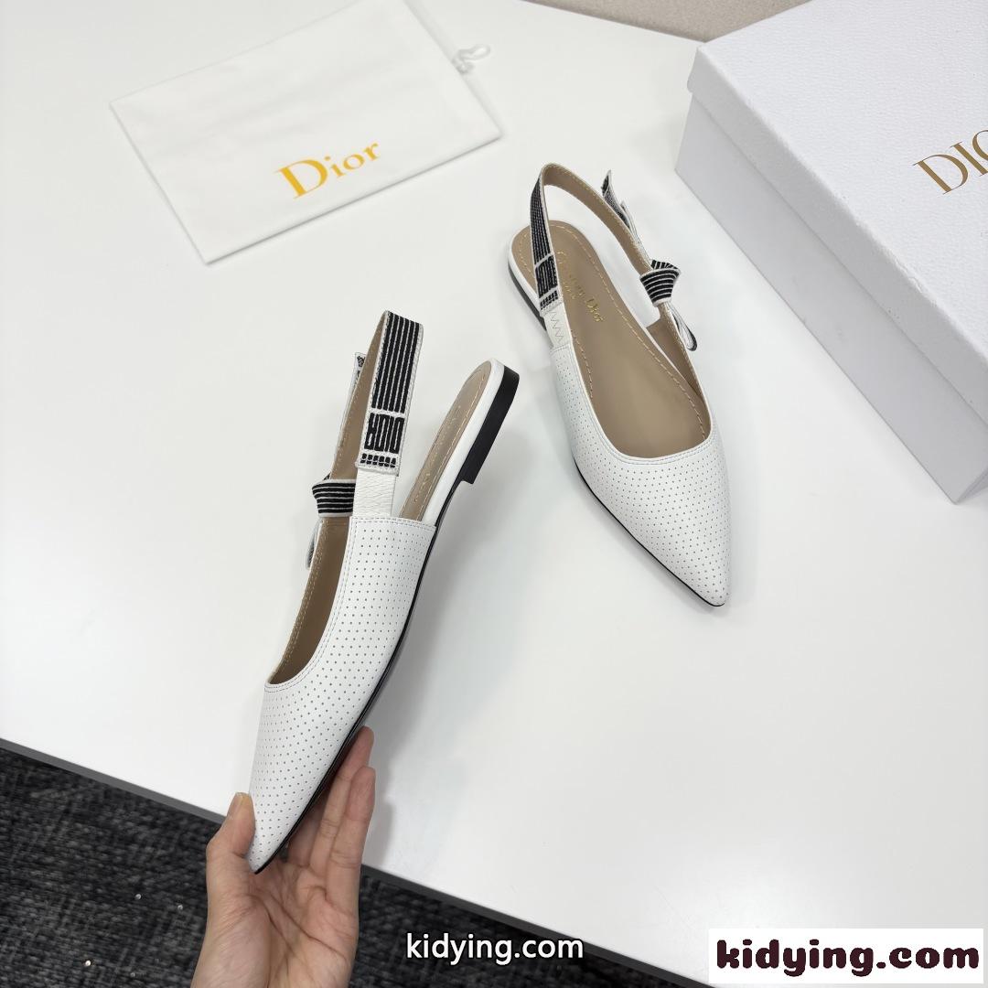 人気 新作 Dior Toujours スリングバックフラット スーパーコピー ホワイト-4
