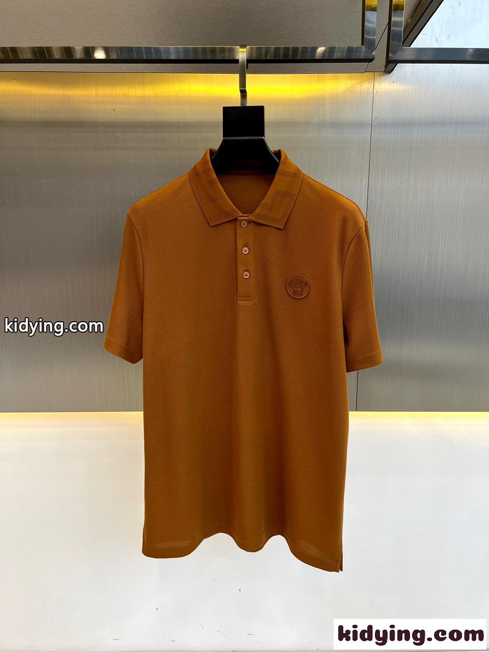 シンプル メドゥーサ ヴェルサーチェ Tシャツ 偽物 半袖 ポロシャツ ブラウン-0