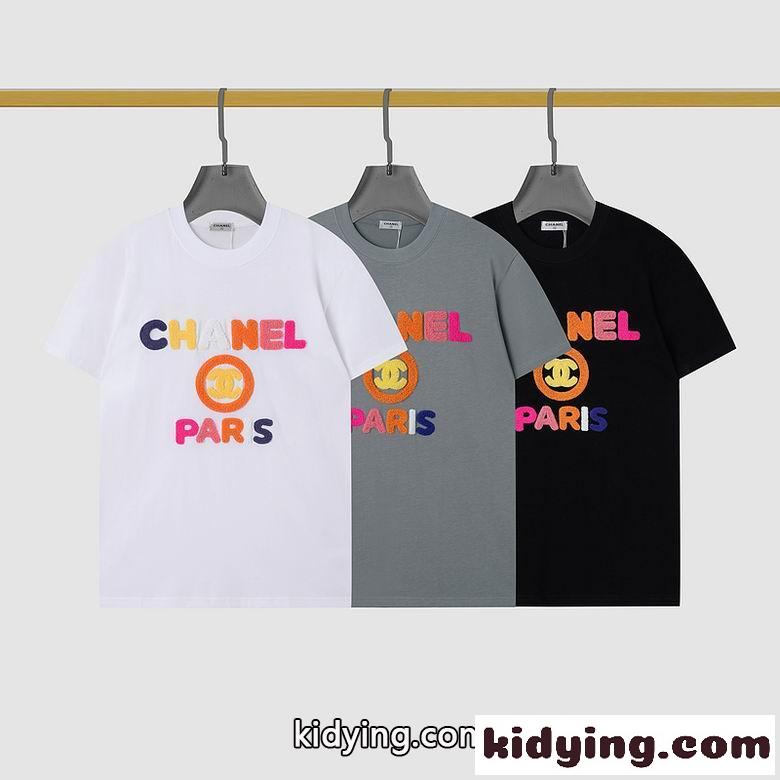 ベーシック 可愛い ロゴ クルーネック 3色あり シャネル tシャツ コピー 半袖 トップス-0