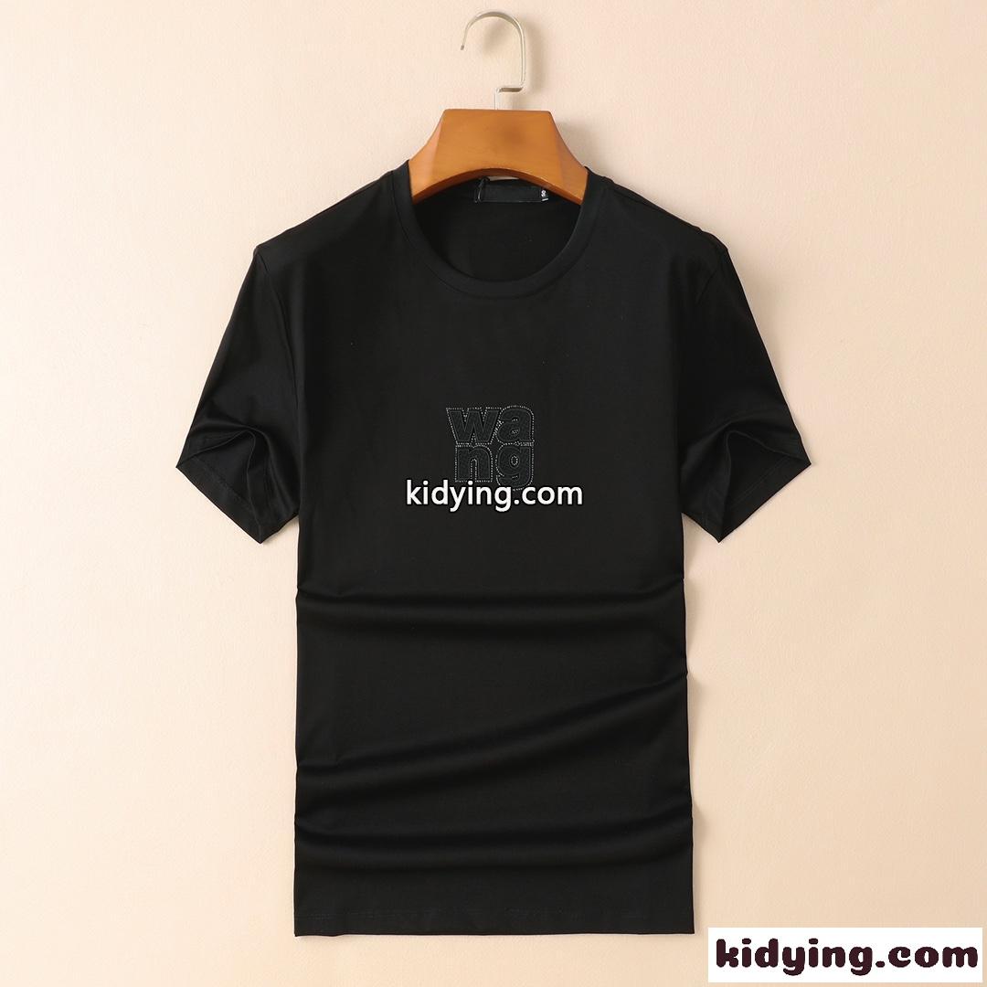 シンプル ロゴ 快適 クルーネック アレキサンダーワング Tシャツ コピー 半袖 春夏 トップス メンズ ホワイト ブラック-1