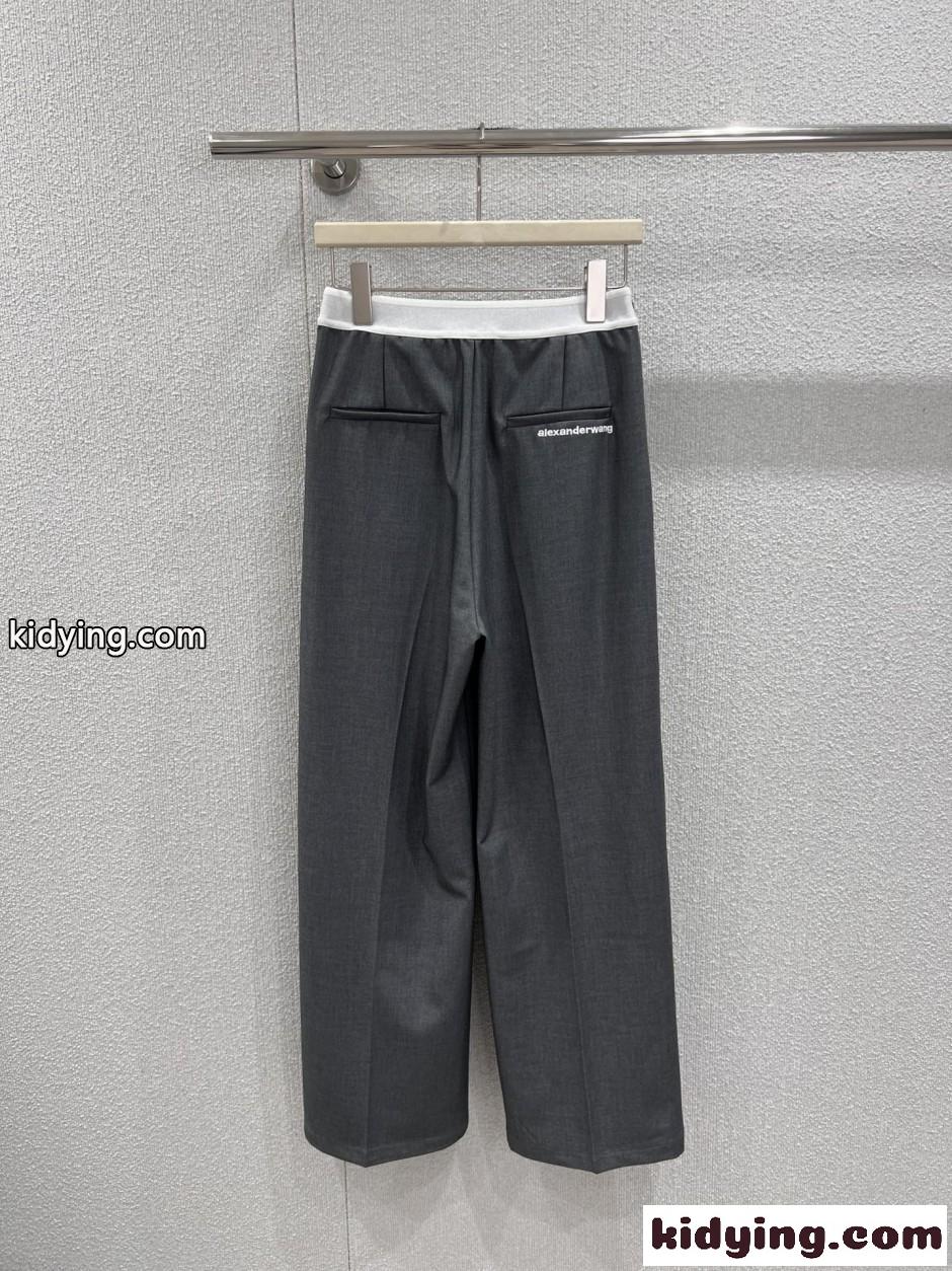 人気 ロゴ センタープレス トラウザーズ アレキサンダーワング パンツ 偽物 グレー-2