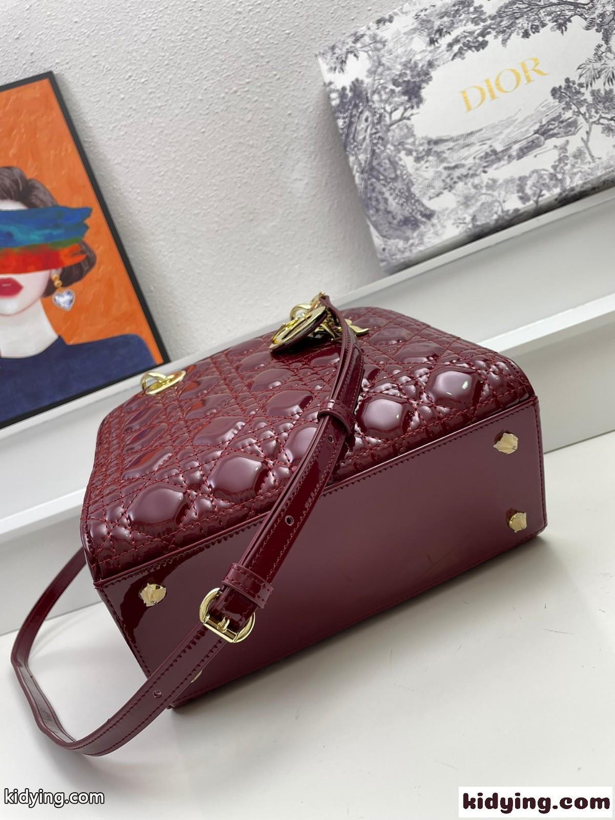 クリスチャン・ディオール バッグ コピー ハンドバッグ LADY DIOR パテントレザー ミディアムバッグ-2