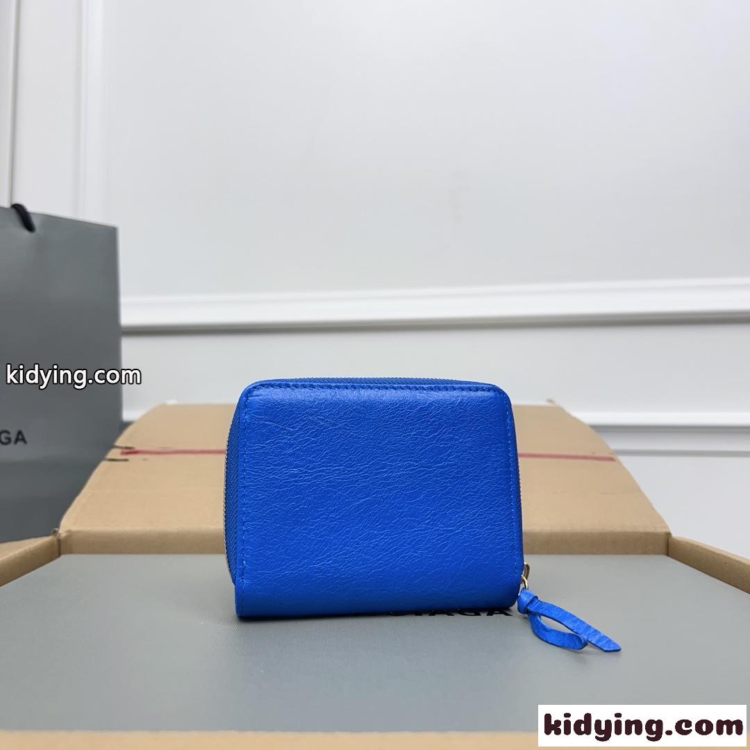 上品 高級感 コンパクトウォレット バレンシアガ 財布 コピー 二つ折り財布 ブルー-2