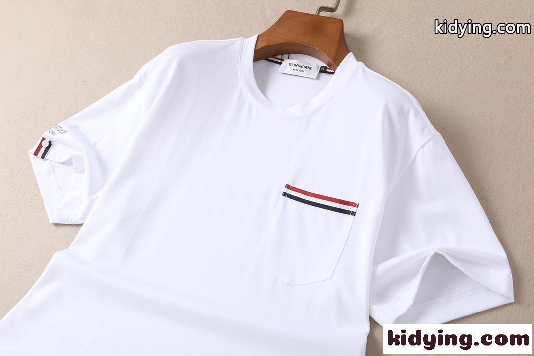 シンプル クルーネック お洒落 定番 合わせやすい トムブラウン tシャツ コピー メンズ 快適 半袖 トップス ホワイト ブラック-4