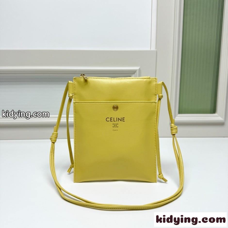 セリーヌ バッグ コピー シンプル 上品 フラットショルダーバッグ イエロー-1