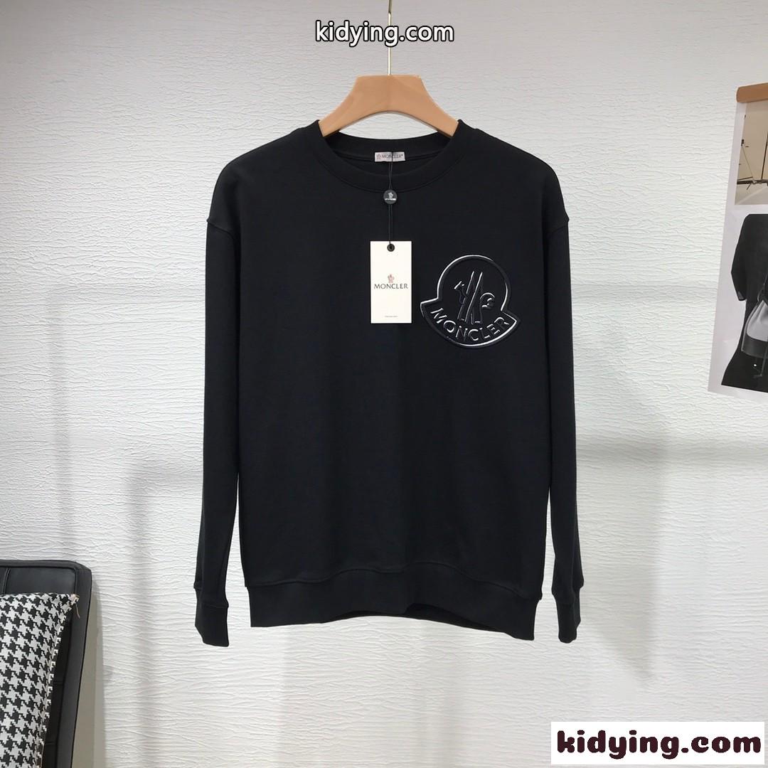 シンプル モンクレール Tシャツ コピー おしゃれ クルーネック スウェットシャツ ブラック-1
