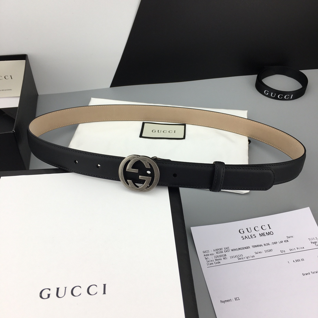 洗練された インターロッキングG レザーベルト グッチ ベルト スーパーコピー-0