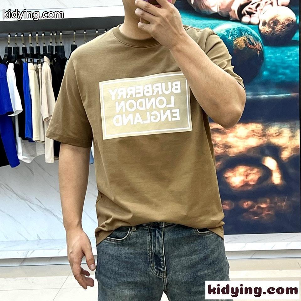 カジュアル ロゴプリント クルーネック バーバリー 半袖Tシャツ コピー キャメル-2