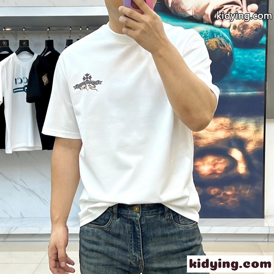 カジュアル プリント クロムハーツ Tシャツ 偽物 コットン ホワイト-1