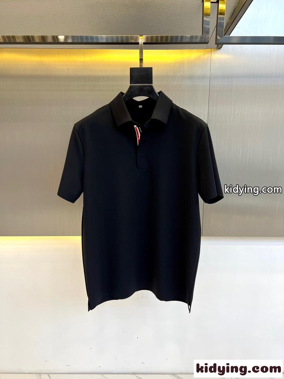 シンプル 上品 快適 半袖ポロシャツ トムブラウン Tシャツ スーパーコピー ブラック-0