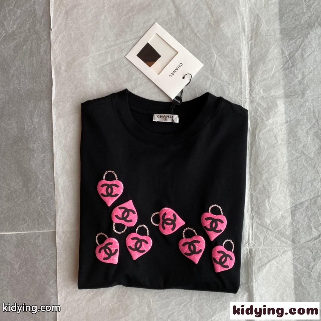 可愛い ロゴ コットン 着心地いい ゆったり クルーネックシャネル tシャツ コピー 刺繍 春夏 半袖 トップス-0