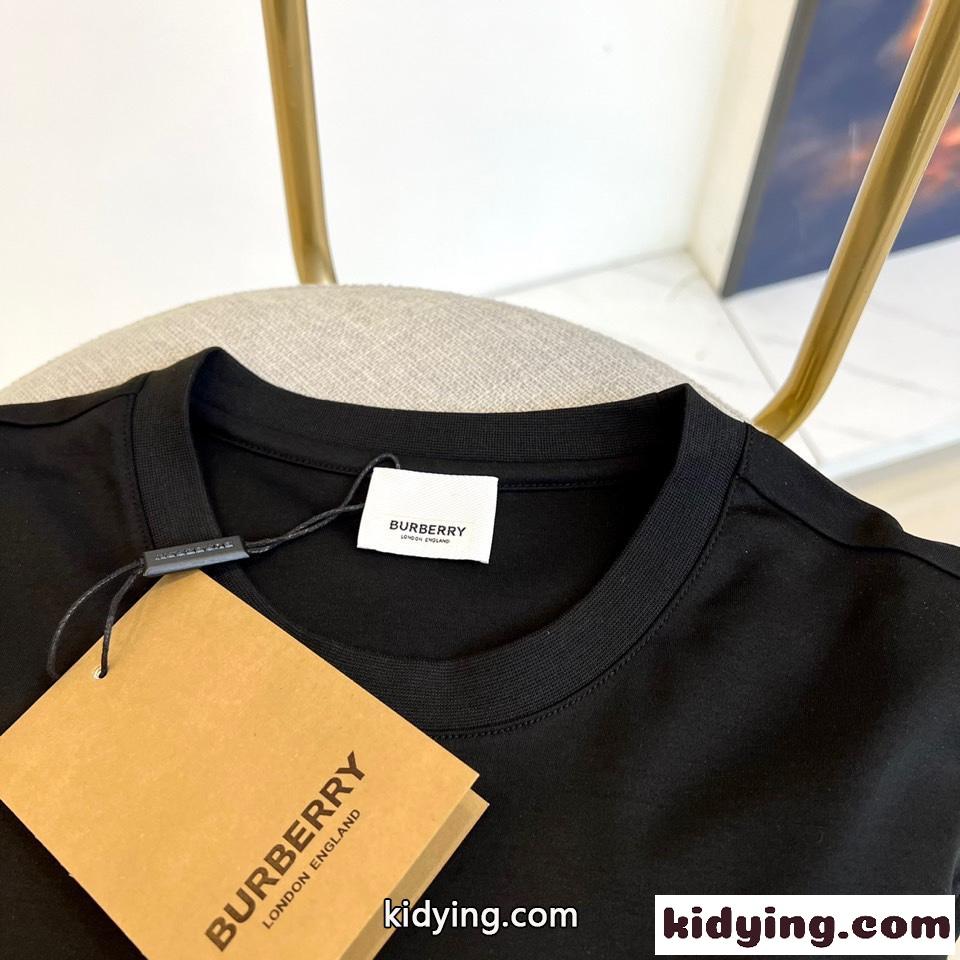 大人気 ロゴ コットン クルーネック 半袖Tシャツ バーバリー Tシャツ コピー ブラック-1