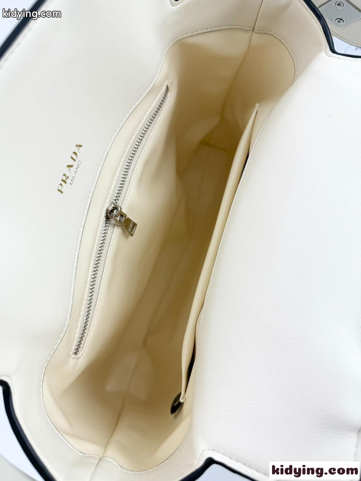 新作♪PRADA エチュード ミディアム レザーバッグ プラダ バッグ コピー ホワイト-3
